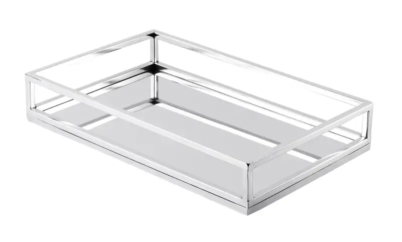 Spiegeltablett Edelstahl Silber rechteckig 40 × 25 cm