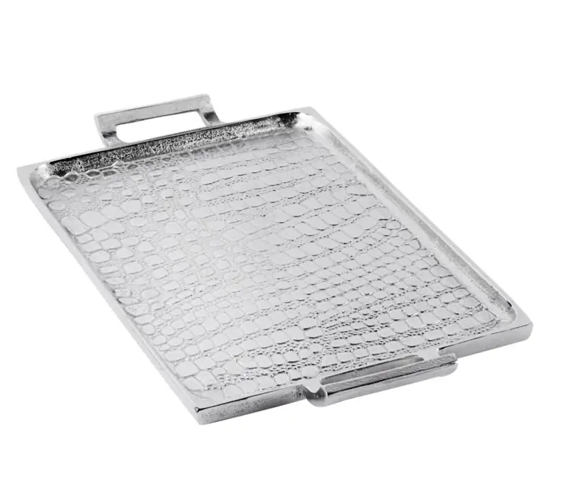 Tablett Schlangenleder-Optik Silber, Aluminium 55 cm