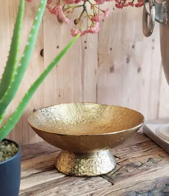 Deko-Schale rund Aluminium Gold 28 cm