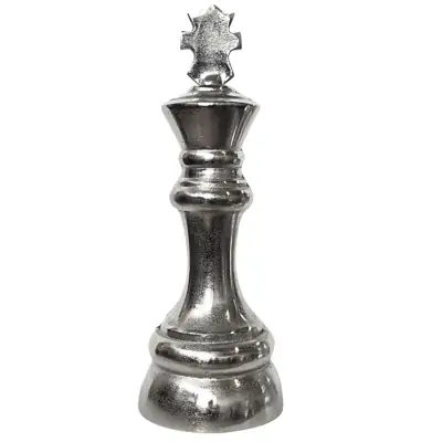 Schachfigur König XL Deko Aluminium Silber Raw 32 cm