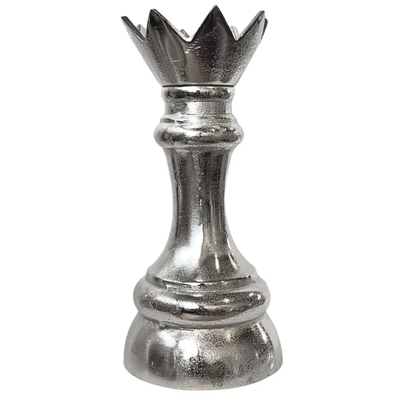 Schachfigur Dame XL Deko Aluminium Silber Raw 25 cm