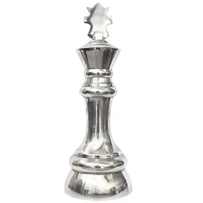 Schachfigur König XL Deko Aluminium Silber poliert 32 cm