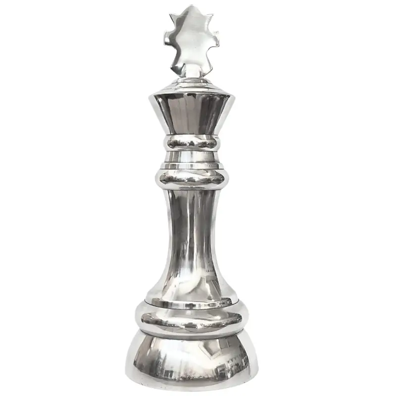 Schachfigur König XL Deko Aluminium Silber poliert 32 cm