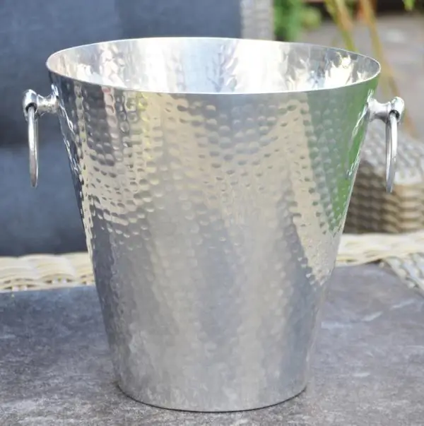 Flaschenkühler Hammerschlag mit Ringgriffen, Silber, B-Ware