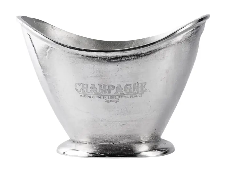 Champagnerkühler „Champagne 1861“ Raw Aluminium Silber oval