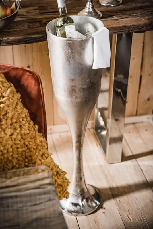 Champagnerkühler auf Standfuß Silber 90 cm für 1–2 Flaschen