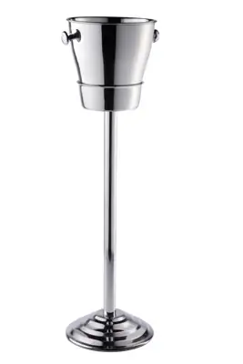 Flaschenkühler auf Standfuß Edelstahl Silber 80 cm