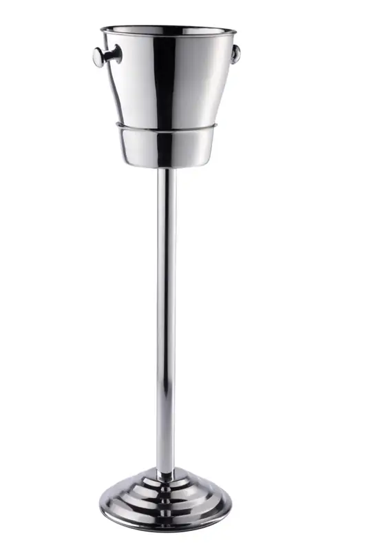 Flaschenkühler auf Standfuß Edelstahl Silber 80 cm
