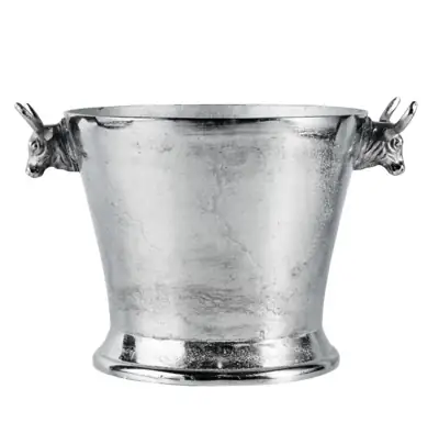 Flaschenkühler Stierkopf L Aluminium Silber 33 × 23 × 21 cm
