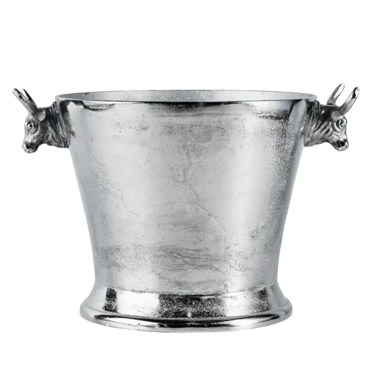 Flaschenkühler Stierkopf L Aluminium Silber 33 × 23 × 21 cm