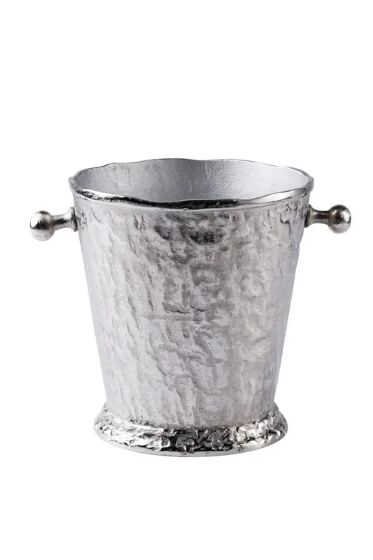 Flaschenkühler Aluminium rund Silber Raw-Optik 29 cm