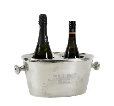 Flaschenkühler oval Aluminium Silber für 2 Flaschen 31 × 22 cm