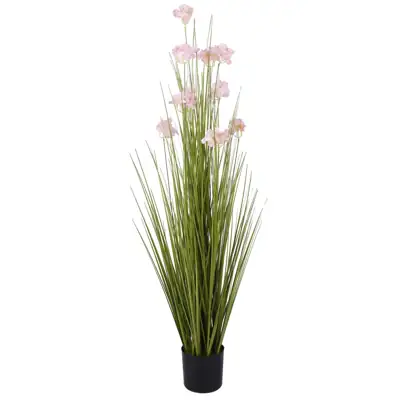 Künstliches Gras mit Blüten 123 cm mit Topf