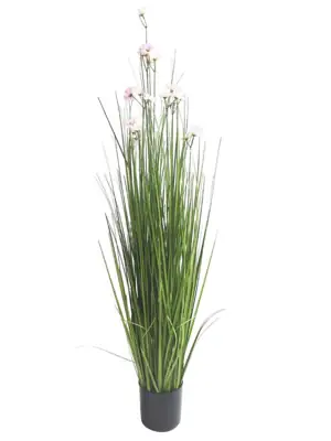 Künstliches Gras mit Blüten 108 cm mit Topf