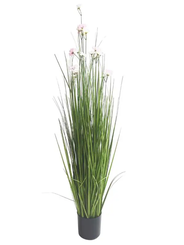 Künstliches Gras mit Blüten 108 cm mit Topf