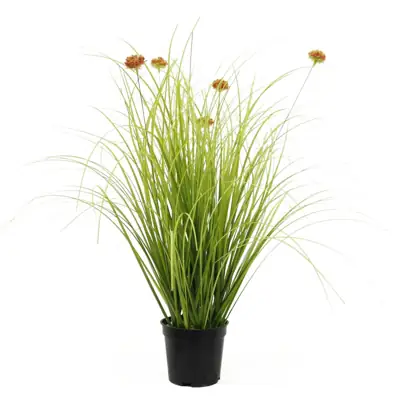 Künstliches Gras mit Blüten 63 cm mit Topf