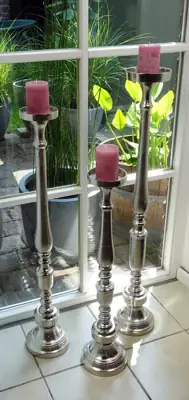 Bodenkerzenständer XXL Aluminium Silber 92 cm