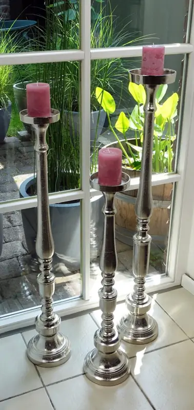 Bodenkerzenständer XXL Aluminium Silber 92 cm