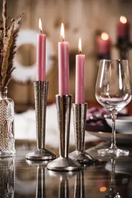 Kerzenständer 3er Set Silber für Stabkerzen 13, 15,5 und 18 cm