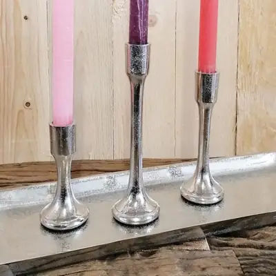 Kerzenständer 3er Set Silber für Stabkerzen 11, 16 und 20 cm