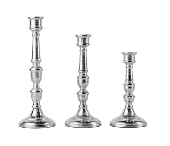 Kerzenständer 3er Set Silber für Stabkerzen 21, 26 und 31 cm