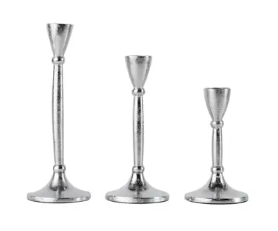 Kerzenständer 3er Set Silber für Stabkerzen 18, 23 und 28 cm