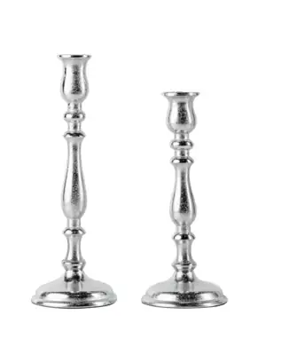 Kerzenständer 2er Set Silber für Stabkerzen 27 und 32 cm