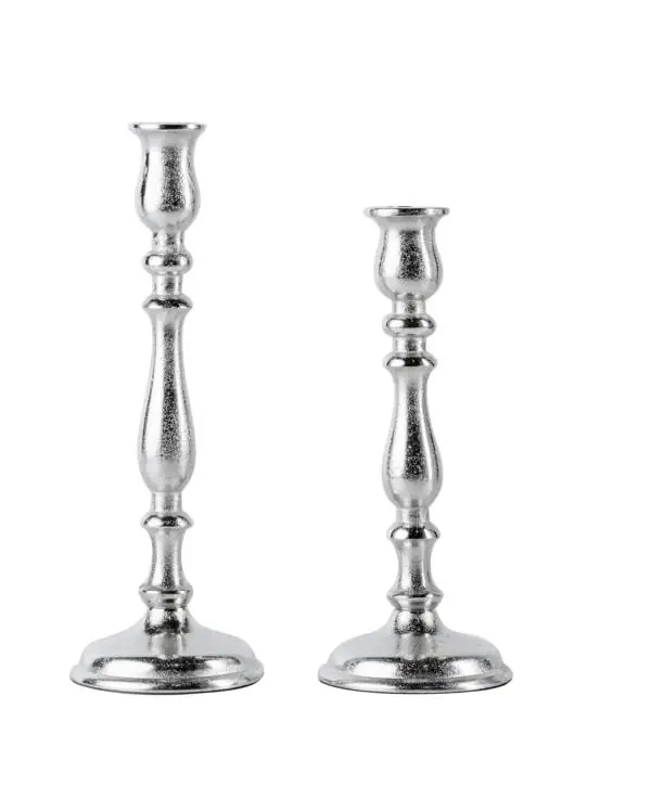 Kerzenständer 2er Set Silber für Stabkerzen 27 und 32 cm
