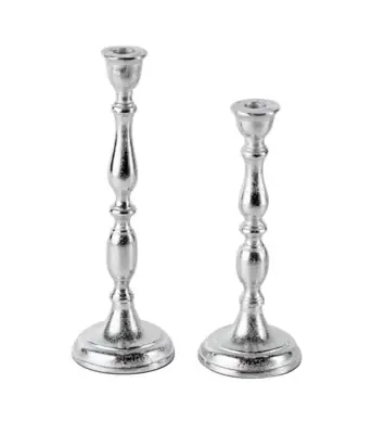 Kerzenständer 2er Set Silber für Stabkerzen 27 und 33 cm