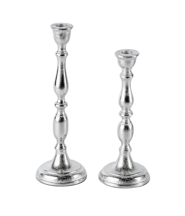 Kerzenständer 2er Set Silber für Stabkerzen 27 und 33 cm