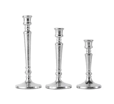 Kerzenständer 3er Set Silber für Stabkerzen 19, 24 und 29 cm