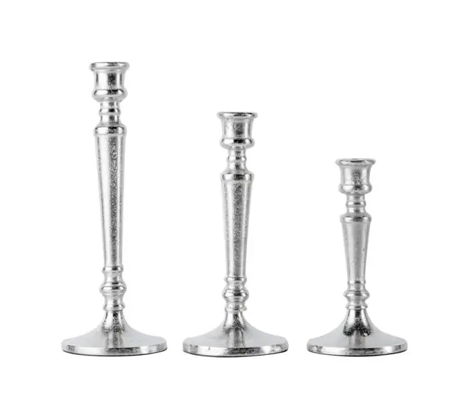 Kerzenständer 3er Set Silber für Stabkerzen 19, 24 und 29 cm