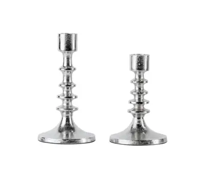 Kerzenständer 2er Set Silber für Stabkerzen 15 und 19 cm