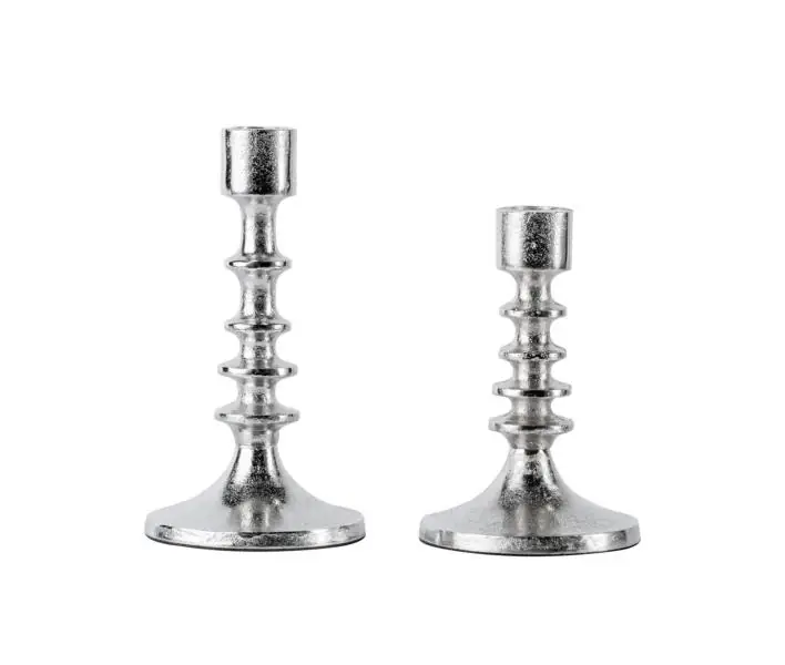 Kerzenständer 2er Set Silber für Stabkerzen 15 und 19 cm