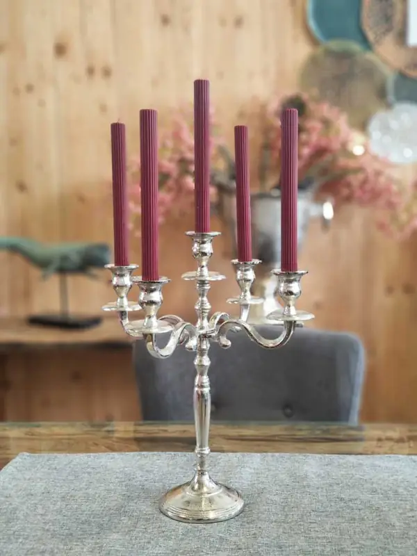 Kerzenständer 5-armig Aluminium Silber 40 cm