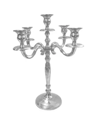 Kerzenständer 5-armig Aluminium Silber 40 cm