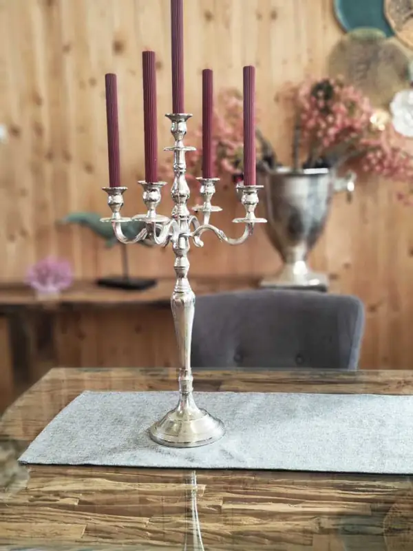 Kerzenständer 5-armig Aluminium Silber 60 cm