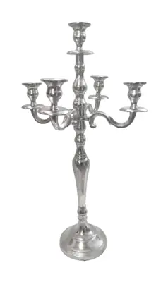 Kerzenständer 5-armig Aluminium Silber 60 cm