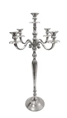 Kerzenständer 5-armig Aluminium Silber 80 cm