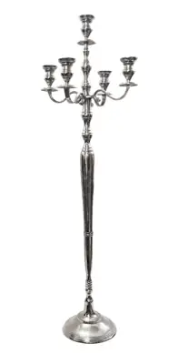 Kerzenständer 5-armig Aluminium Silber 140 cm