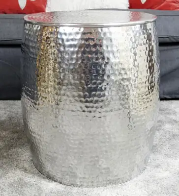 Beistelltisch Silber XL Aluminium Hammerschlag 42 × 42 × 47 cm