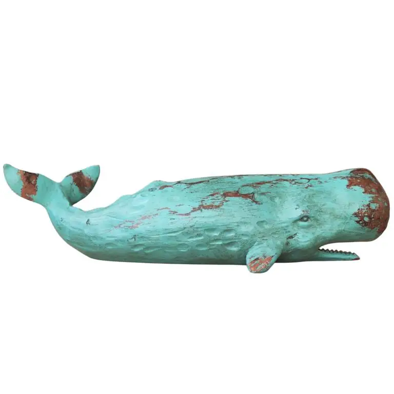 Wal-Figur liegend Holz-Optik Grün 40 × 12,8 × 11,5 cm
