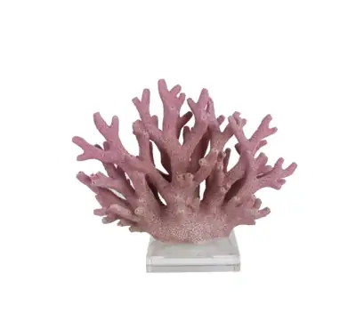 Koralle Deko-Statue Lila-Rosa auf Acrylglas-Fuß 19,3 cm