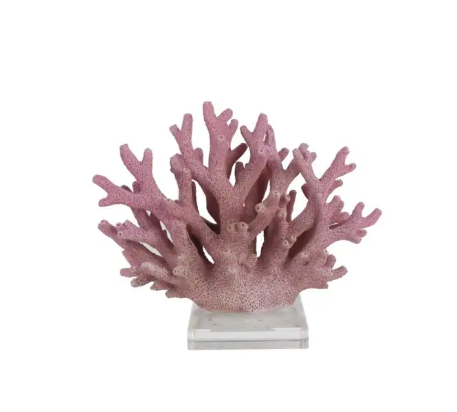 Koralle Deko-Statue Lila-Rosa auf Acrylglas-Fuß 19,3 cm