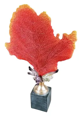 Fächerkoralle Deko-Statue XXL Rot mit Kristallen 55,5 cm