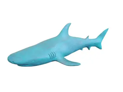Hai-Figur Holz-Optik Grün handbemalt 41,5 cm