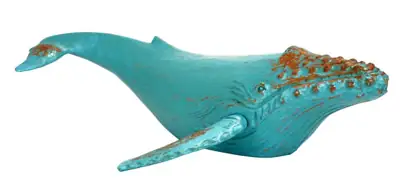 Wal-Figur Holz-Optik handbemalt 60 cm – 60 × 14,25 × 38,25 cm