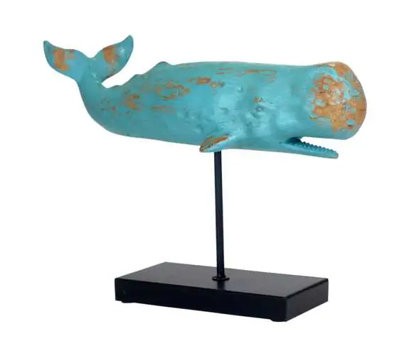 Wal-Figur auf Metall-Standfuß Holz-Optik 40 cm