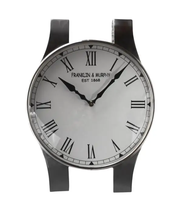 Wanduhr „Armbanduhr“ Silber mit römischen Ziffern 42 cm