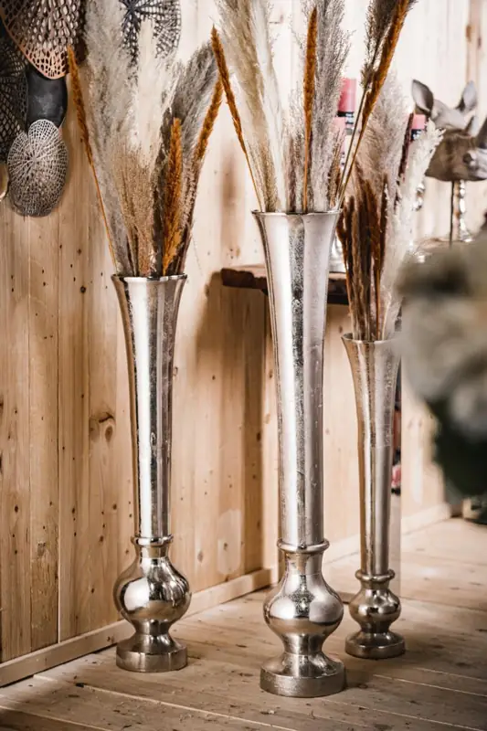 Bodenvase Aluminium Silber Antik-Optik S 69,5 cm